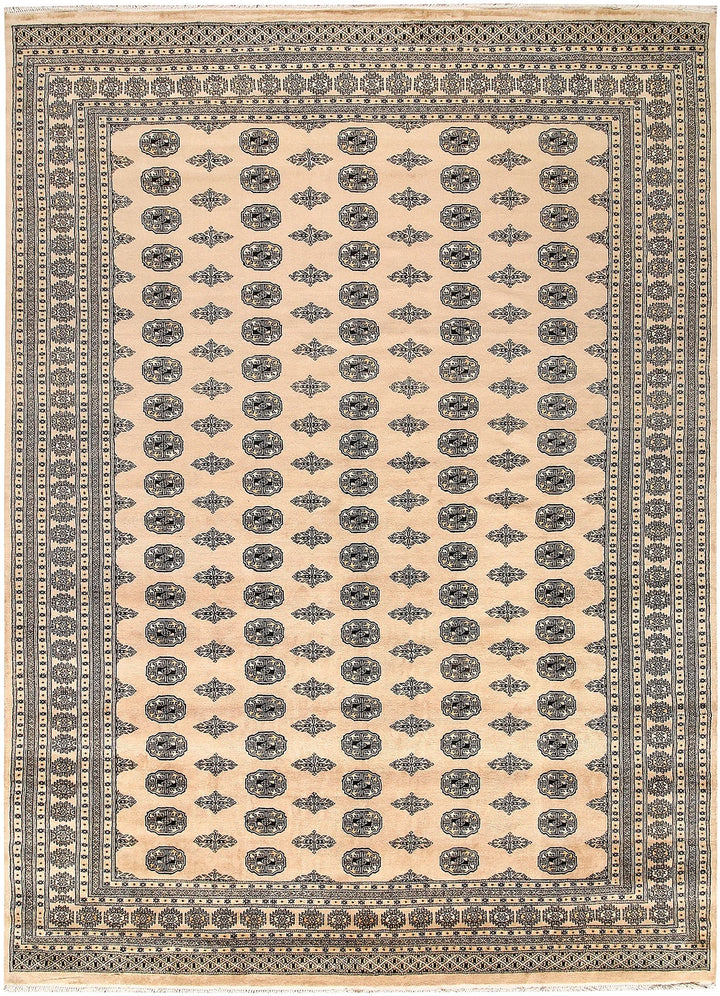 Brown Pakistani Bokhara Rug 9' x 12' 5" Hand-Knotted | No. QA32486
