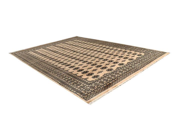 Brown Pakistani Bokhara Rug 9' x 12' 5" Hand-Knotted | No. QA32486