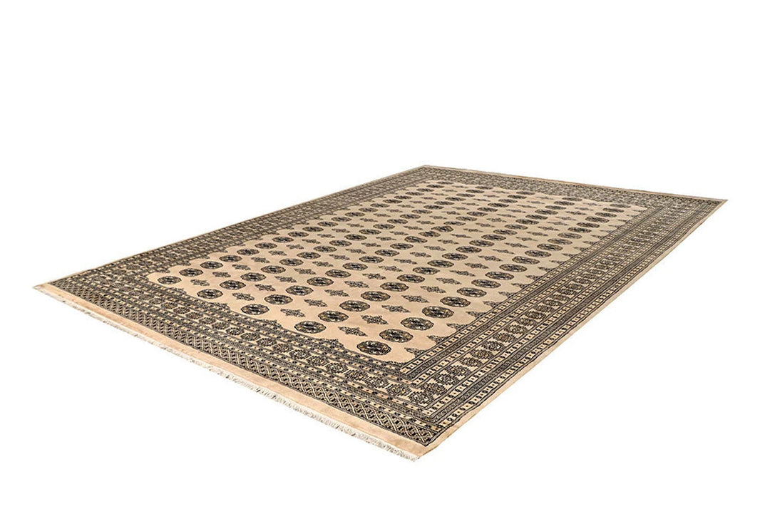 Brown Pakistani Bokhara Rug 9' x 12' 5" Hand-Knotted | No. QA32486
