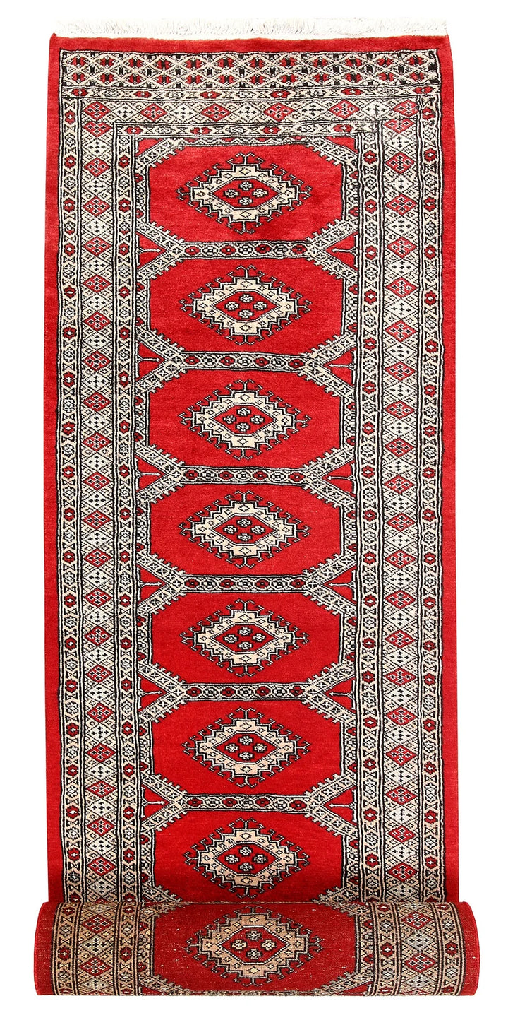 Red Pakistani Jaldar Rug 2' 7" x 13' 9" Hand-Knotted | No. QA32511