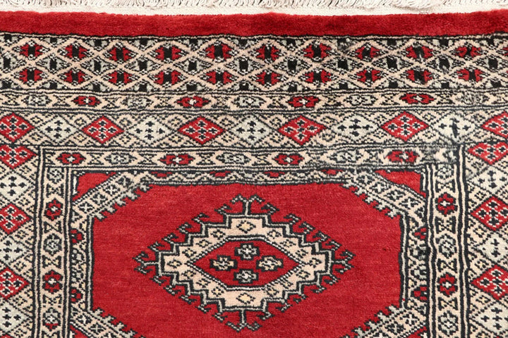 Red Pakistani Jaldar Rug 2' 7" x 13' 9" Hand-Knotted | No. QA32511
