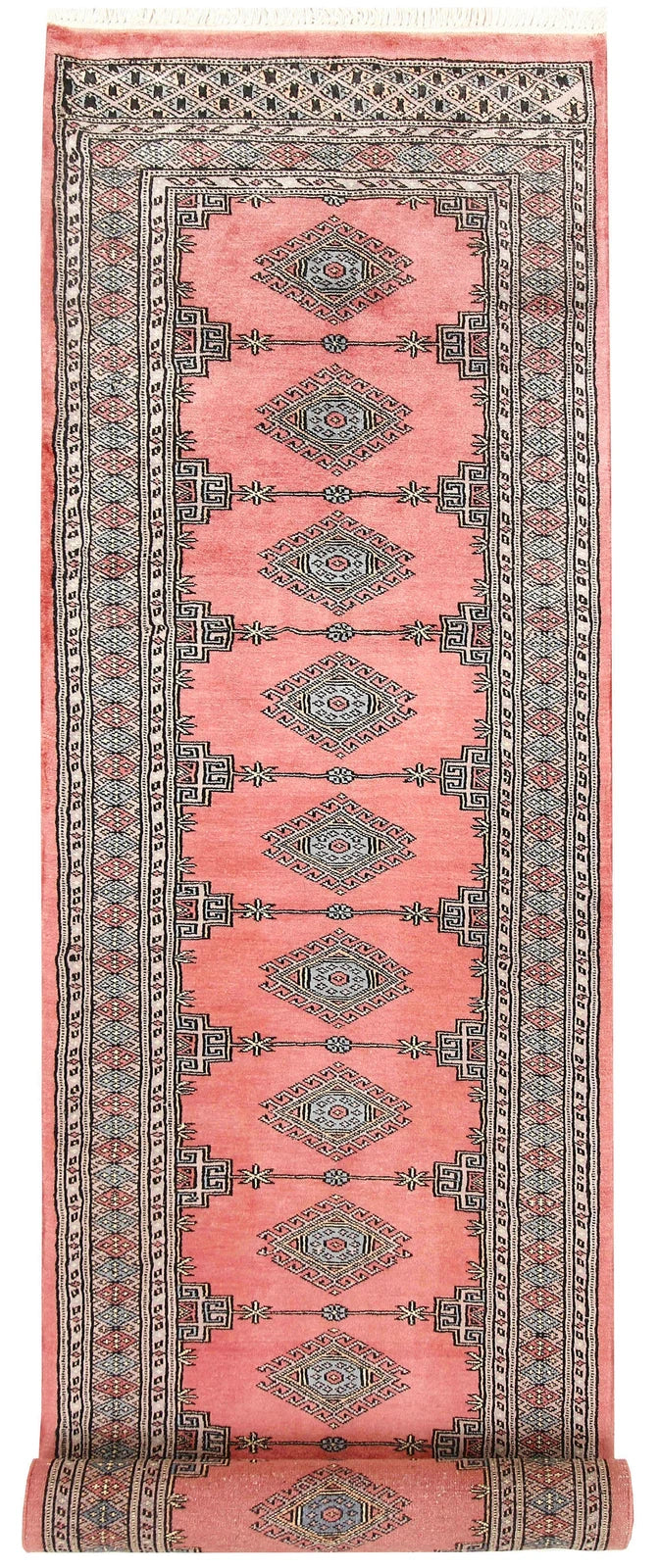 Light Coral Pakistani Jaldar Runner 2' 5" x 9' 1" Hand-Knotted | No. QA32576