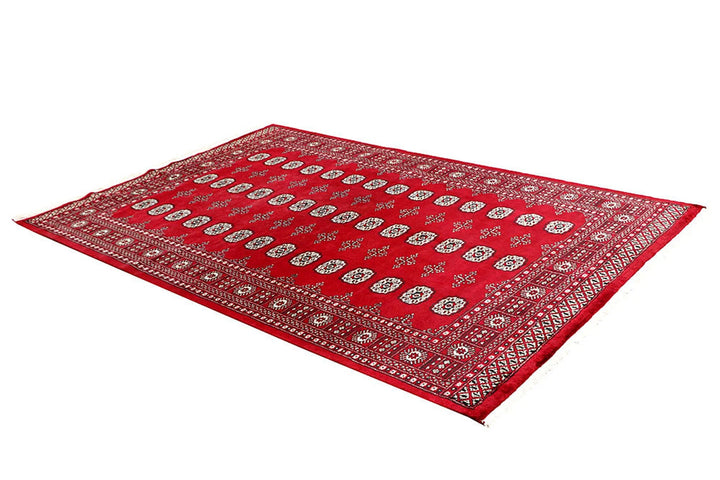 Firebrick Red Pakistani Bokhara Rug 5' 5" x 8' 5" Hand-Knotted | No. QA32596