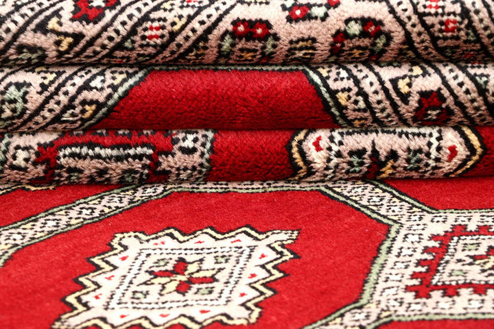 Red Pakistani Jaldar Rug 5' x 8'3" Hand-Knotted | No. QA32615