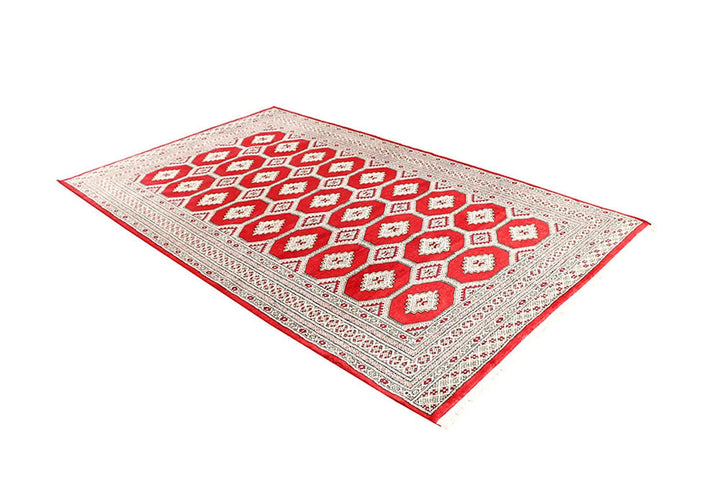 Red Pakistani Jaldar Rug 5' x 8'3" Hand-Knotted | No. QA32615