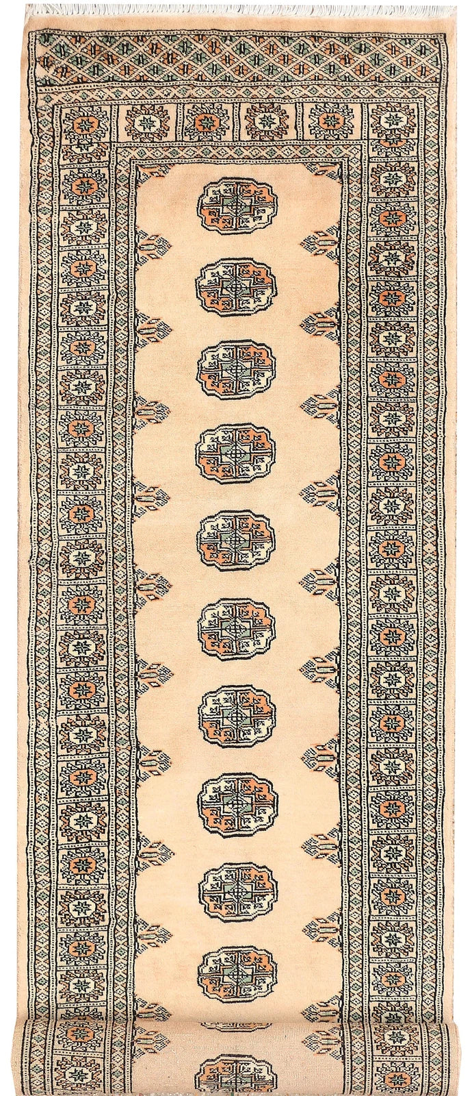 Navajo White Pakistani Bokhara Rug 2' 6" x 9' 5" Hand-Knotted | No. QA32644