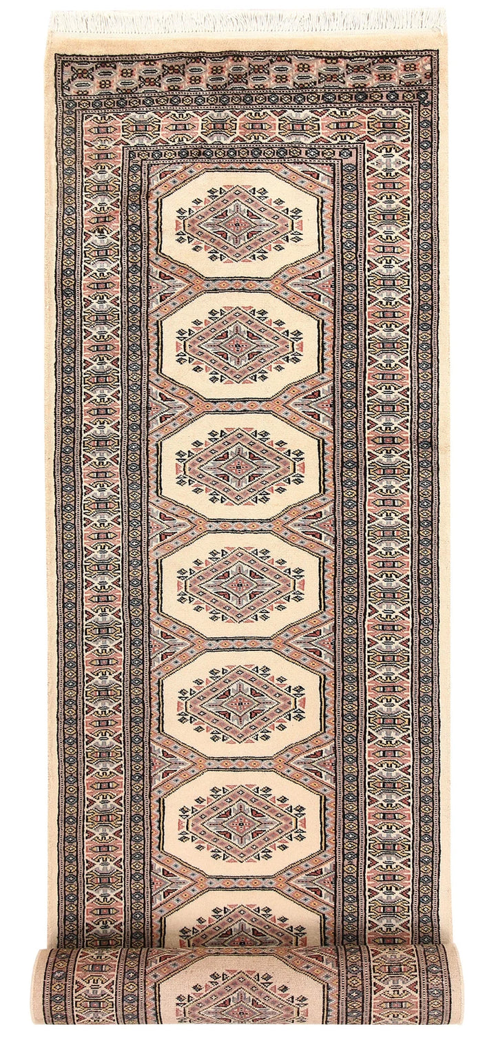 Brown Pakistani Jaldar Rug 2' 7" x 10' 6" Hand-Knotted | No. QA32692