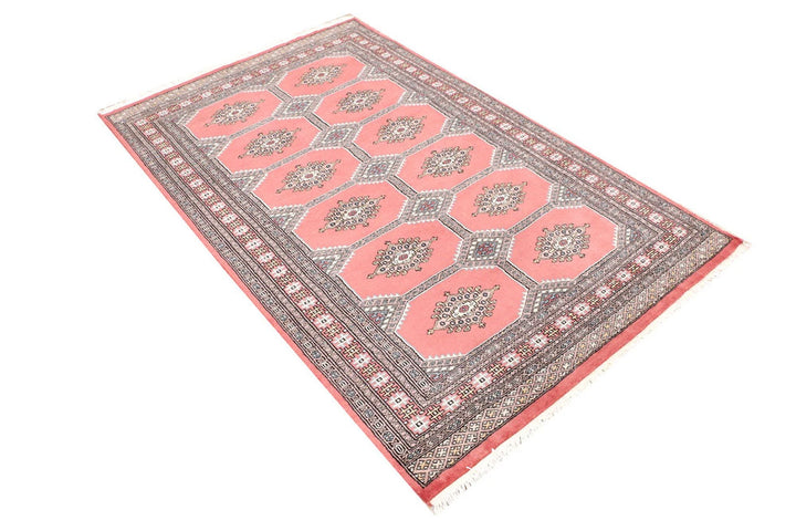 Red Pakistani Jaldar Rug 4' x 6' 6" Hand-Knotted | No. QA32740