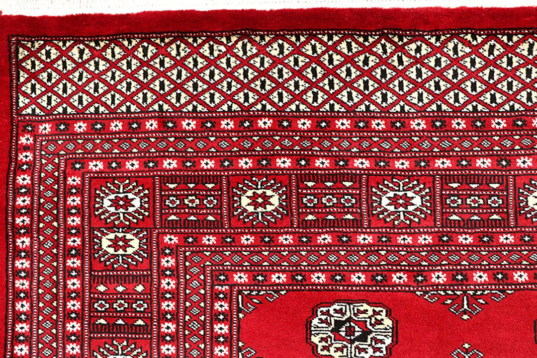 Red Pakistani Bokhara Rug 9' 3" x 12' 4" Hand-Knotted | No. QA32748