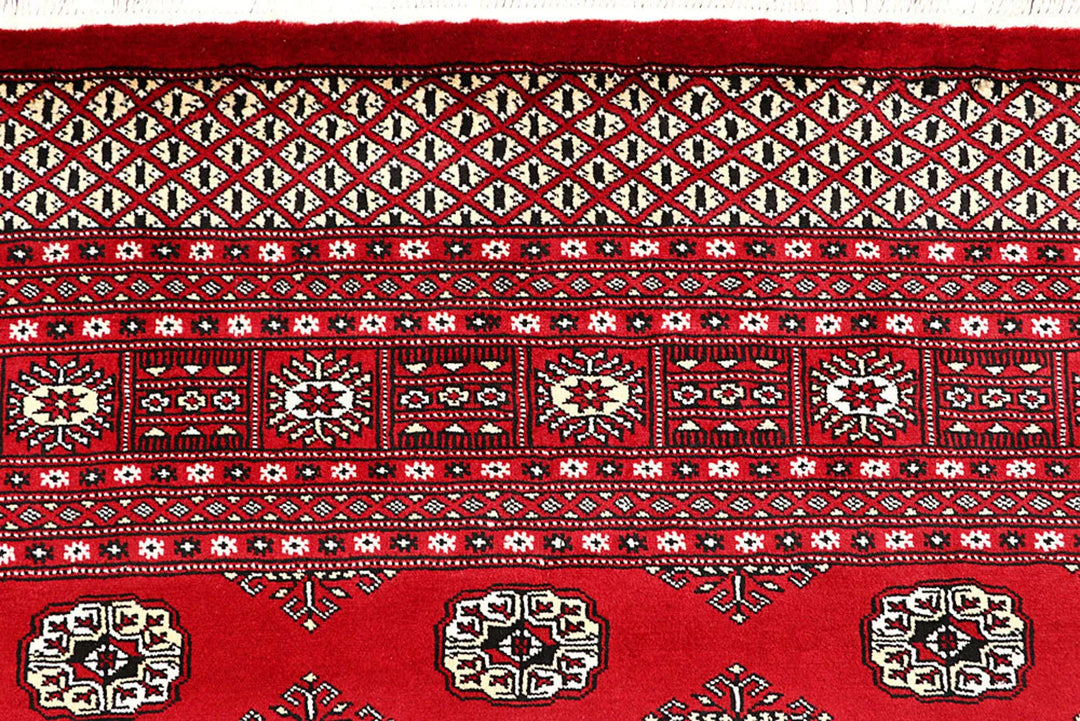 Red Pakistani Bokhara Rug 9' 3" x 12' 4" Hand-Knotted | No. QA32748