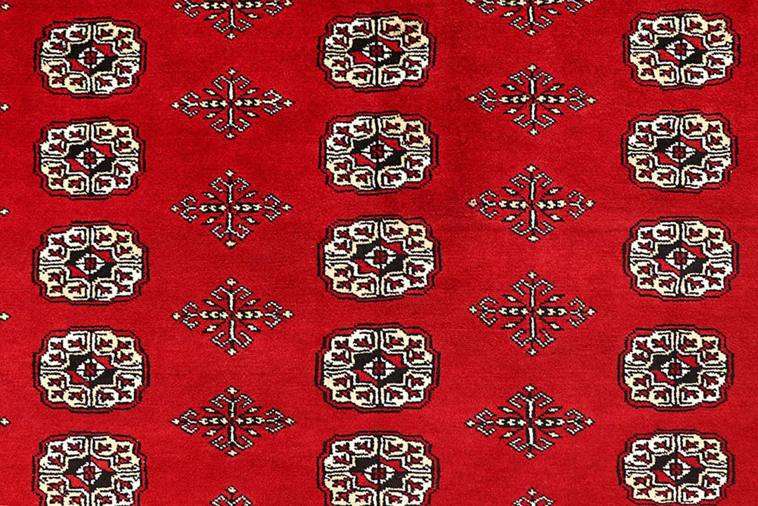 Red Pakistani Bokhara Rug 9' 3" x 12' 4" Hand-Knotted | No. QA32748