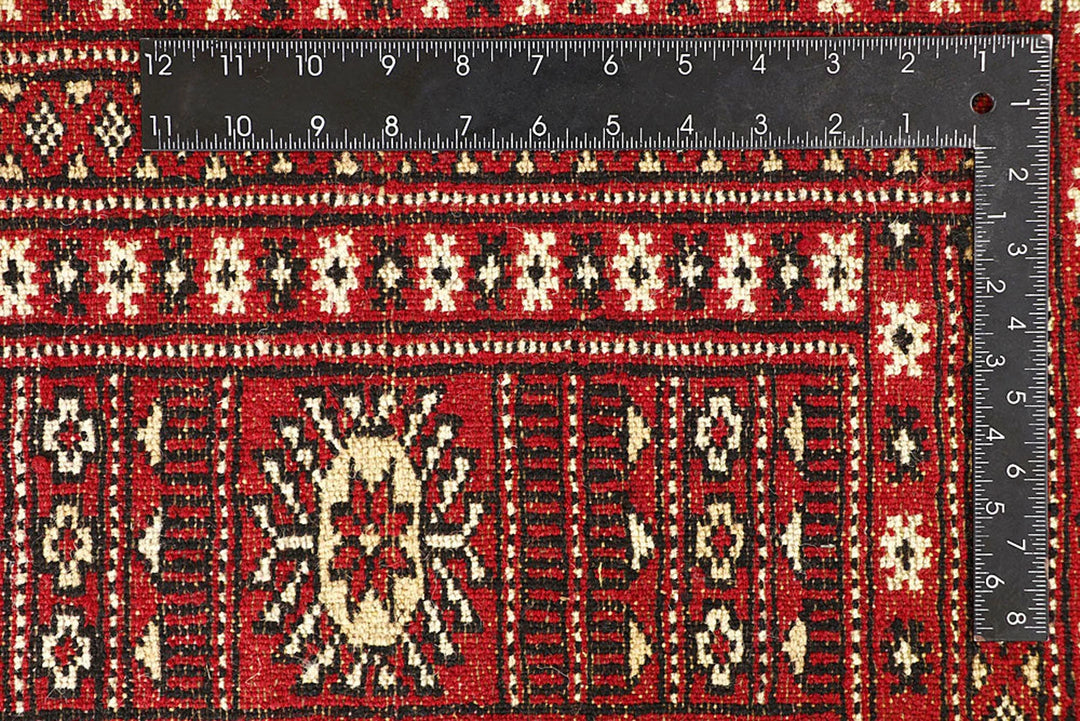 Red Pakistani Bokhara Rug 9' 3" x 12' 4" Hand-Knotted | No. QA32748