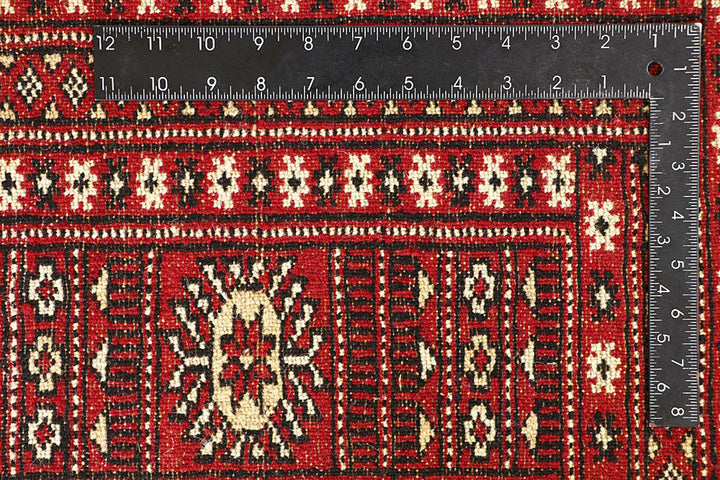 Red Pakistani Bokhara Rug 9' 3" x 12' 4" Hand-Knotted | No. QA32748