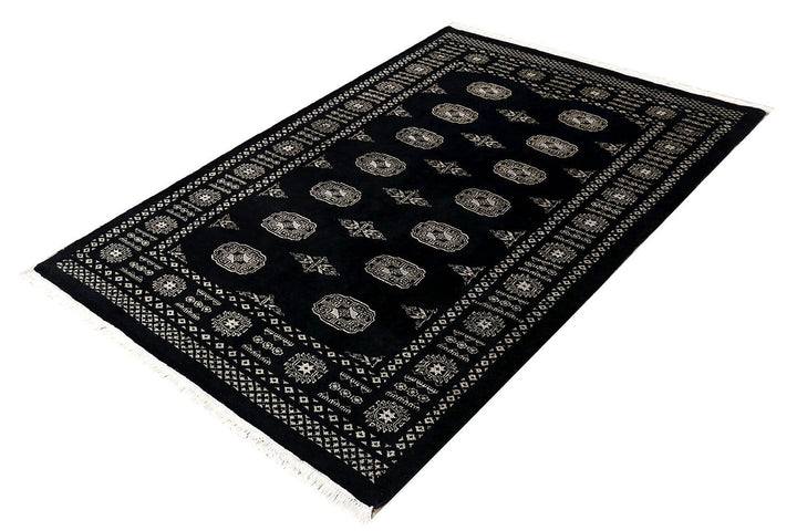 Grey Pakistani Bokhara Rug 4' 1" x 6' 1" Hand-Knotted | No. QA32765