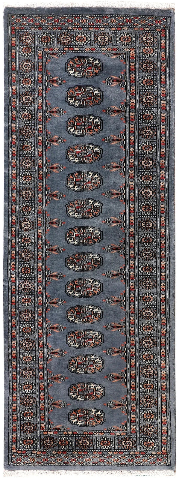 Slate Grey Pakistani Bokhara Rug 2' 2" x 5' 10" Hand-Knotted | No. QA32777