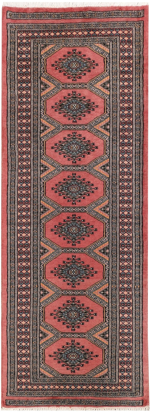 Dark Salmon Pakistani Jaldar Runner 2' 1" x 5' 8" Hand-Knotted | No. QA32855
