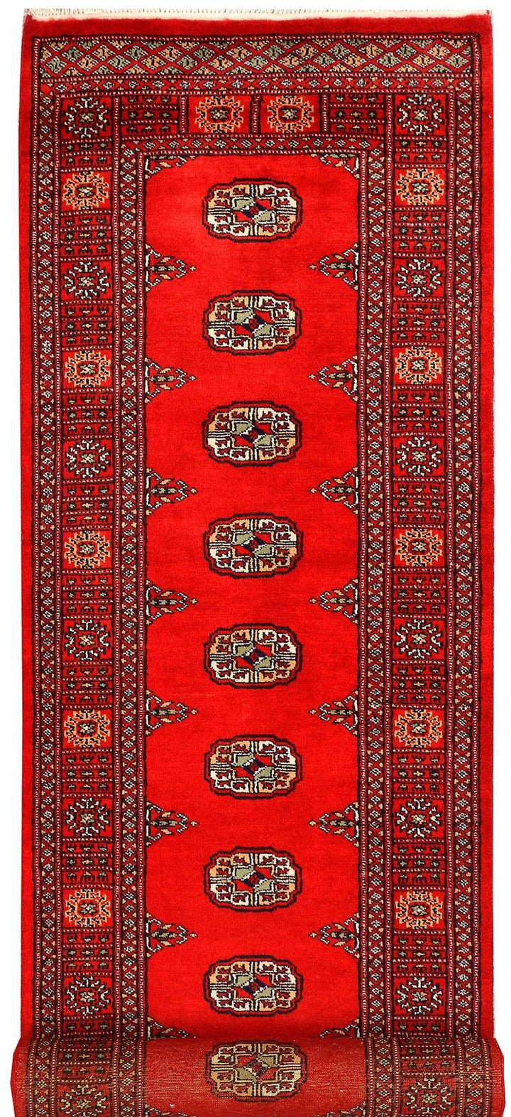 Red Pakistani Bokhara Rug 2' 8" x 12' Hand-Knotted | No. QA32867