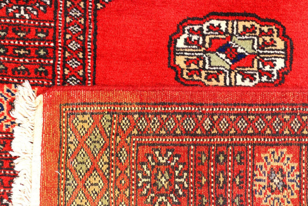 Red Pakistani Bokhara Rug 2' 8" x 12' Hand-Knotted | No. QA32867
