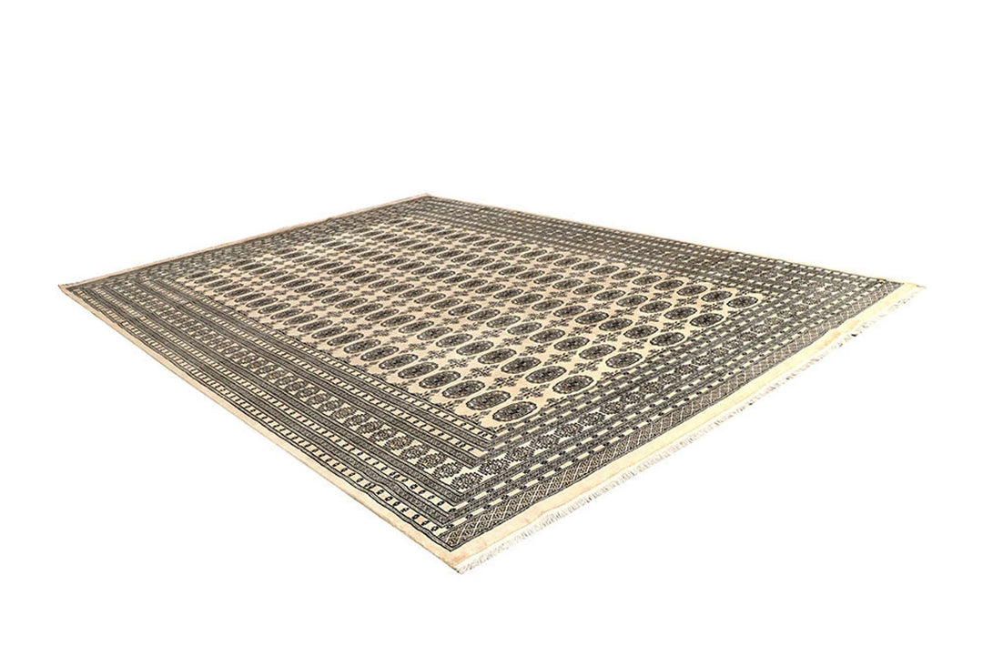 Brown Pakistani Bokhara Rug 9' 1" x 12' 2" Hand-Knotted | No. QA32884