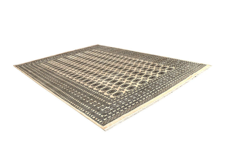Brown Pakistani Bokhara Rug 9' 1" x 12' 2" Hand-Knotted | No. QA32884