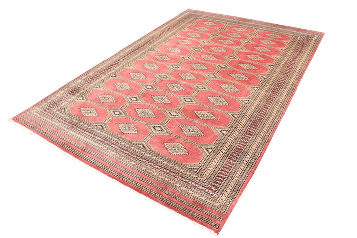 Dark Salmon Pakistani Jaldar Rug 6' 8" x 10' 1" Hand-Knotted | No. QA32890