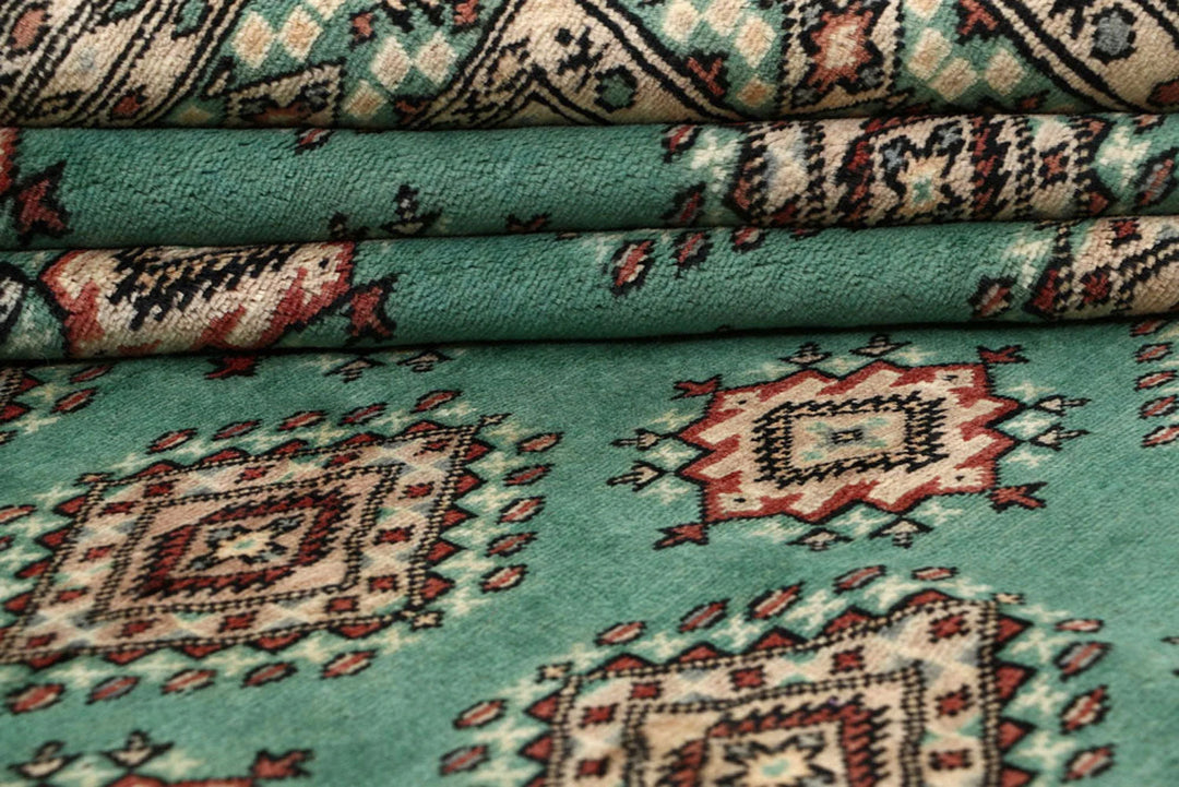 Sea Green Pakistani Jaldar Rug 8' x 11' Hand-Knotted | No. QA32929