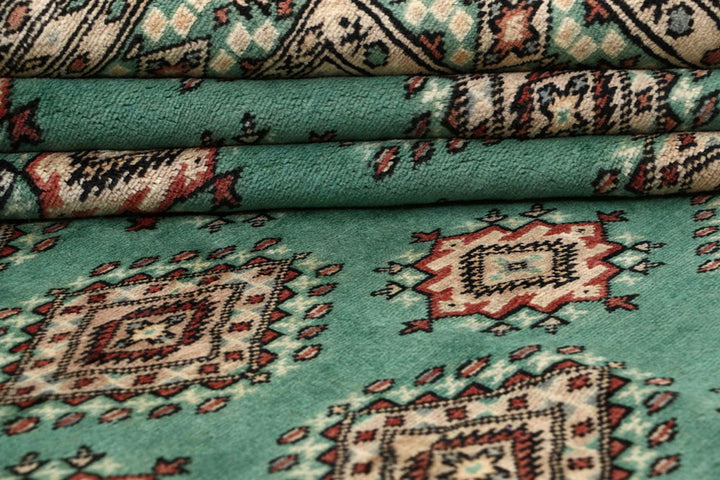Sea Green Pakistani Jaldar Rug 8' x 11' Hand-Knotted | No. QA32929