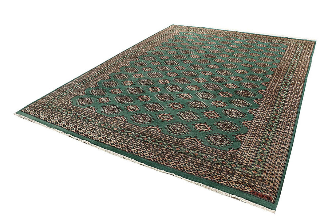 Sea Green Pakistani Jaldar Rug 8' x 11' Hand-Knotted | No. QA32929