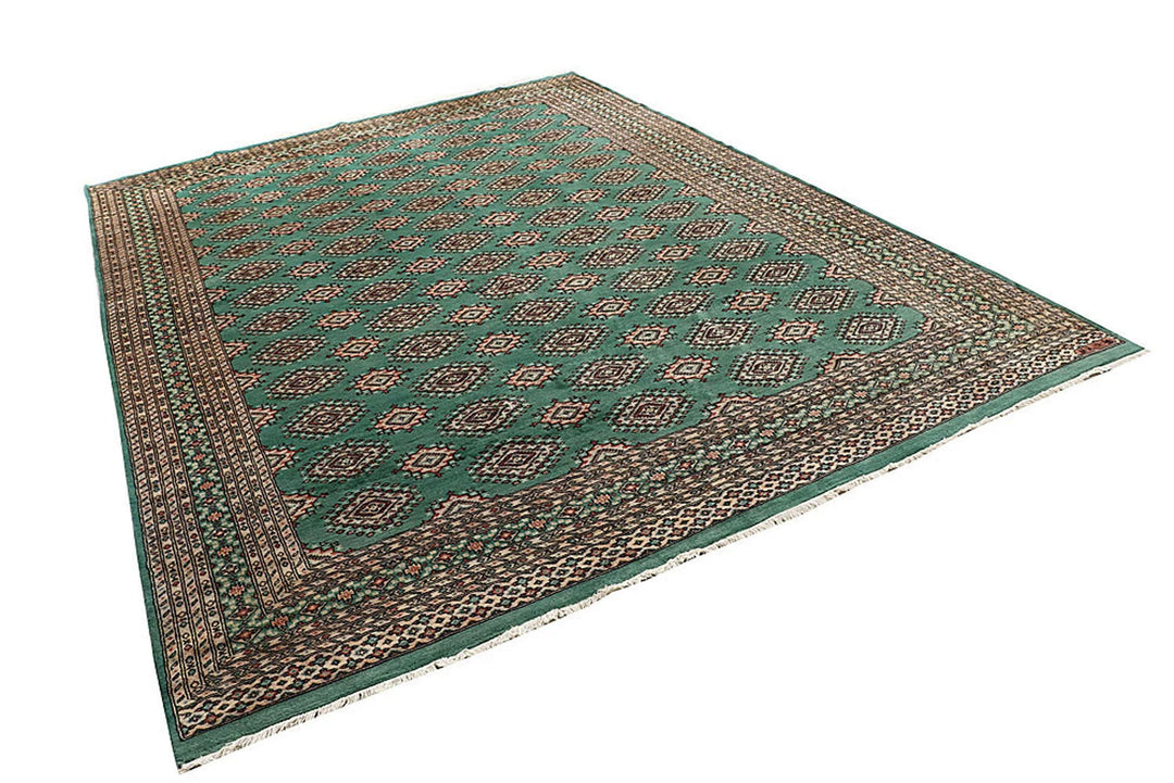 Sea Green Pakistani Jaldar Rug 8' x 11' Hand-Knotted | No. QA32929