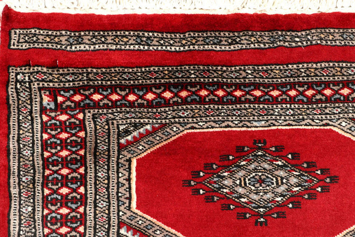 Red Pakistani Jaldar Rug 2' 3" x 9' 1" Hand-Knotted | No. QA33016