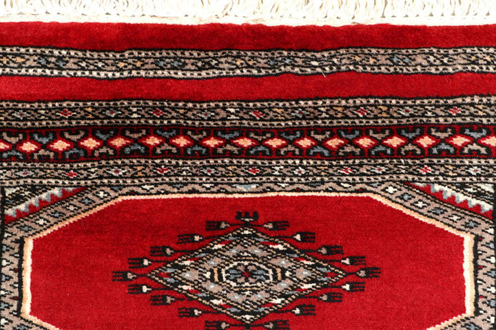 Red Pakistani Jaldar Rug 2' 3" x 9' 1" Hand-Knotted | No. QA33016
