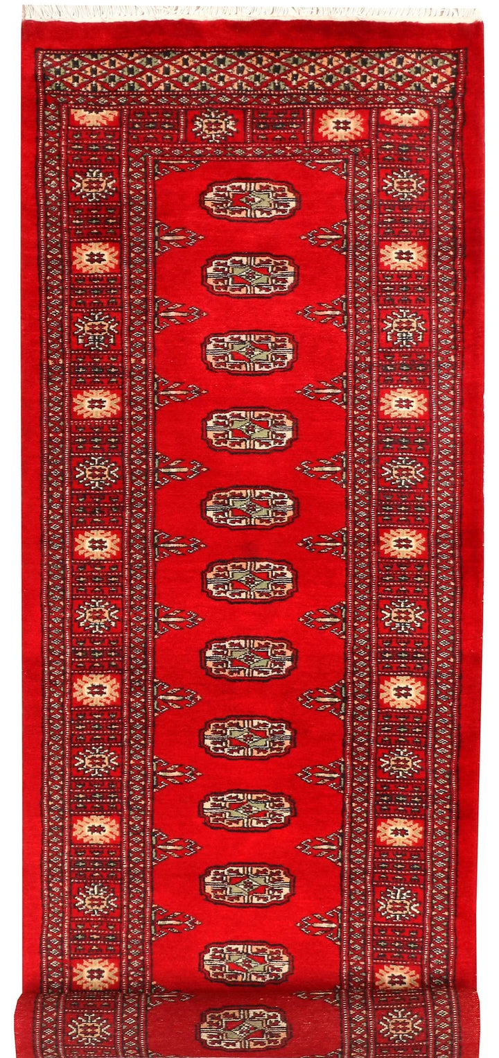 Dark Red Pakistani Bokhara Rug 2' 8" x 9' 5" Hand-Knotted | No. QA33085