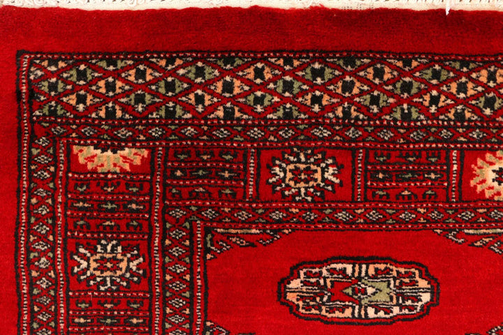 Dark Red Pakistani Bokhara Rug 2' 8" x 9' 5" Hand-Knotted | No. QA33085