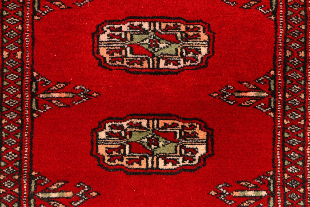 Dark Red Pakistani Bokhara Rug 2' 8" x 9' 5" Hand-Knotted | No. QA33085