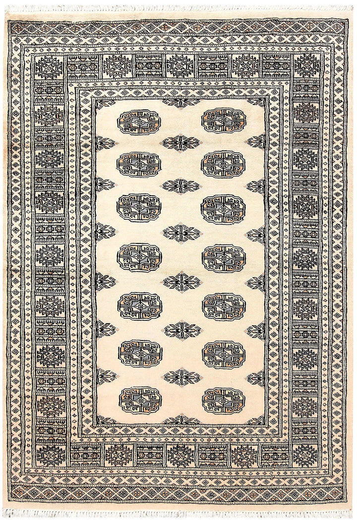 Brown Pakistani Bokhara Rug 4' 3" x 6' Hand-Knotted | No. QA33126