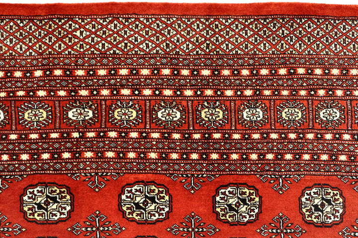 Orange Red Pakistani Bokhara Rug 8' x 10' 2" Hand-Knotted | No. QA33166