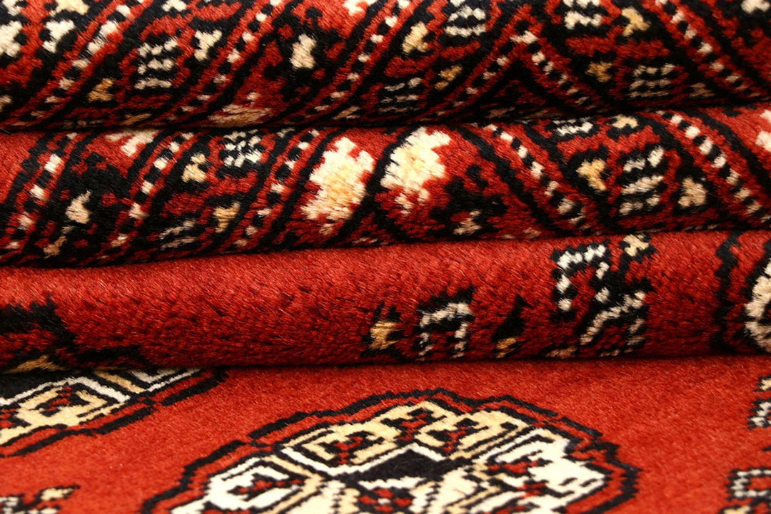 Orange Red Pakistani Bokhara Rug 8' x 10' 2" Hand-Knotted | No. QA33166