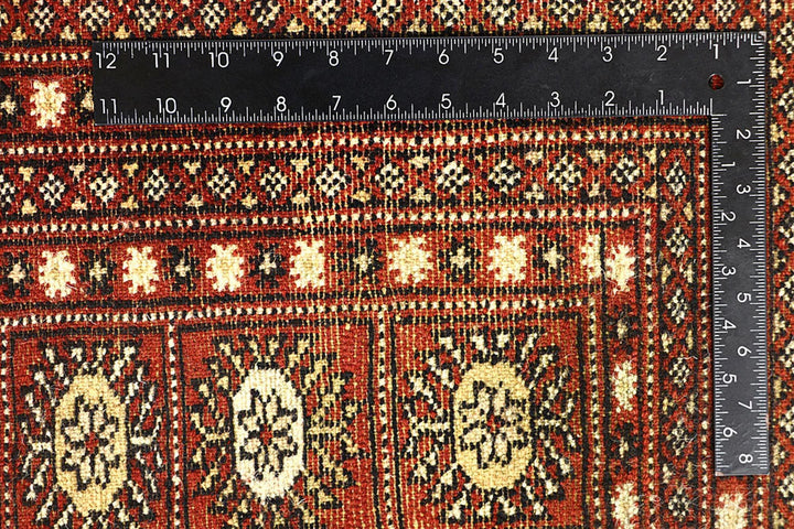 Orange Red Pakistani Bokhara Rug 8' x 10' 2" Hand-Knotted | No. QA33166