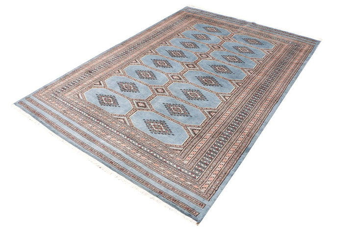 Light Slate Grey Pakistani Jaldar Rug 5' 6" x 8' Hand-Knotted | No. QA33173