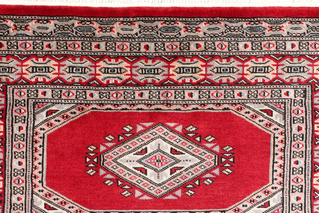 Dark Red Pakistani Jaldar Rug 3' 1" x 6' Hand-Knotted | No. QA33185