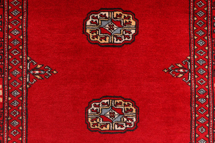 Dark Red Pakistani Bokhara Rug 3' x 5' 6" Hand-Knotted | No. QA33245