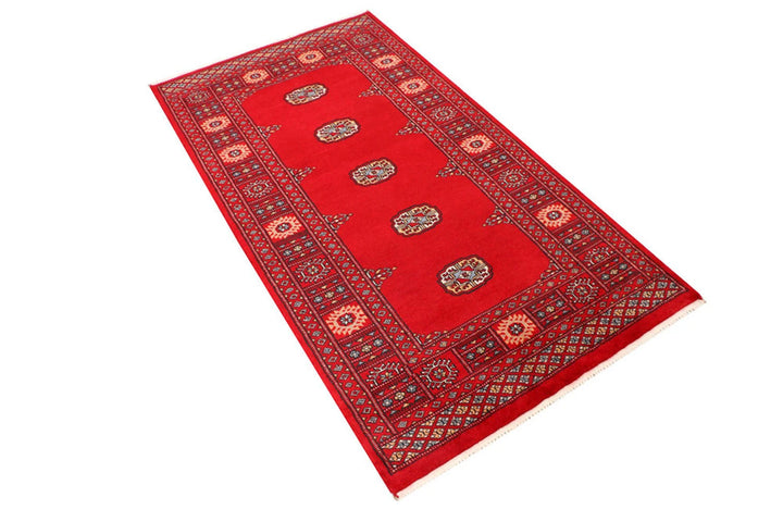 Dark Red Pakistani Bokhara Rug 3' x 5' 6" Hand-Knotted | No. QA33245