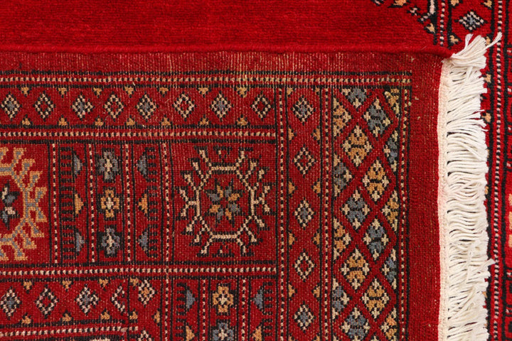 Dark Red Pakistani Bokhara Rug 3' x 5' 6" Hand-Knotted | No. QA33245