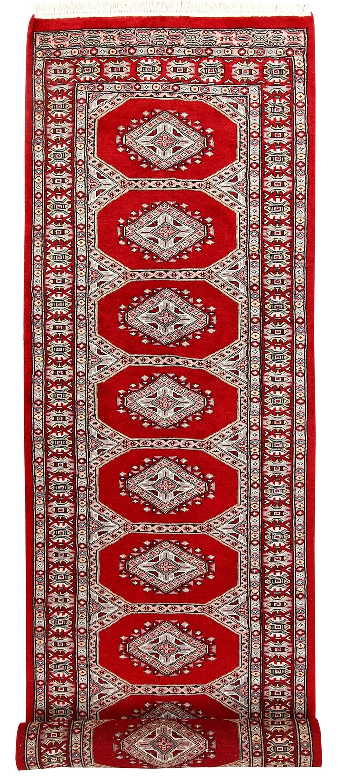 Firebrick Pakistani Jaldar Runner Rug 2' 6" x 9' 9" Hand-Knotted | No. QA33329