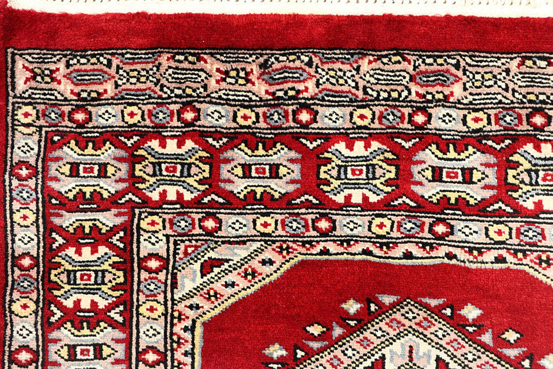 Firebrick Pakistani Jaldar Runner Rug 2' 6" x 9' 9" Hand-Knotted | No. QA33329