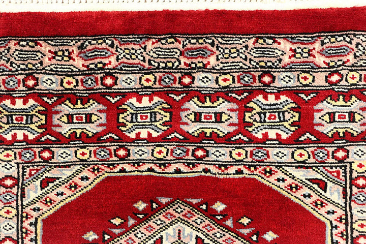 Firebrick Pakistani Jaldar Runner Rug 2' 6" x 9' 9" Hand-Knotted | No. QA33329