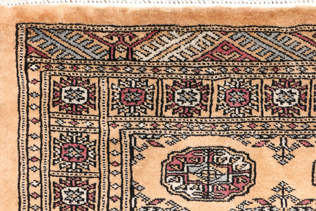 Yellow Pakistani Bokhara Rug 2' 8" x 6' 7" Hand-Knotted | No. QA33368