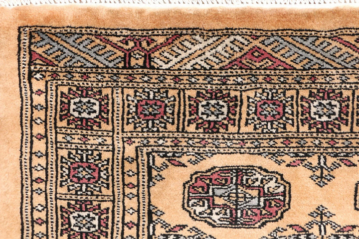 Yellow Pakistani Bokhara Rug 2' 8" x 6' 7" Hand-Knotted | No. QA33368