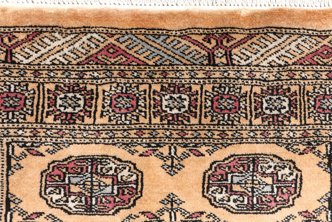 Yellow Pakistani Bokhara Rug 2' 8" x 6' 7" Hand-Knotted | No. QA33368