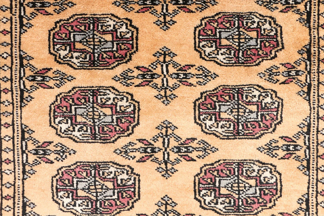 Yellow Pakistani Bokhara Rug 2' 8" x 6' 7" Hand-Knotted | No. QA33368